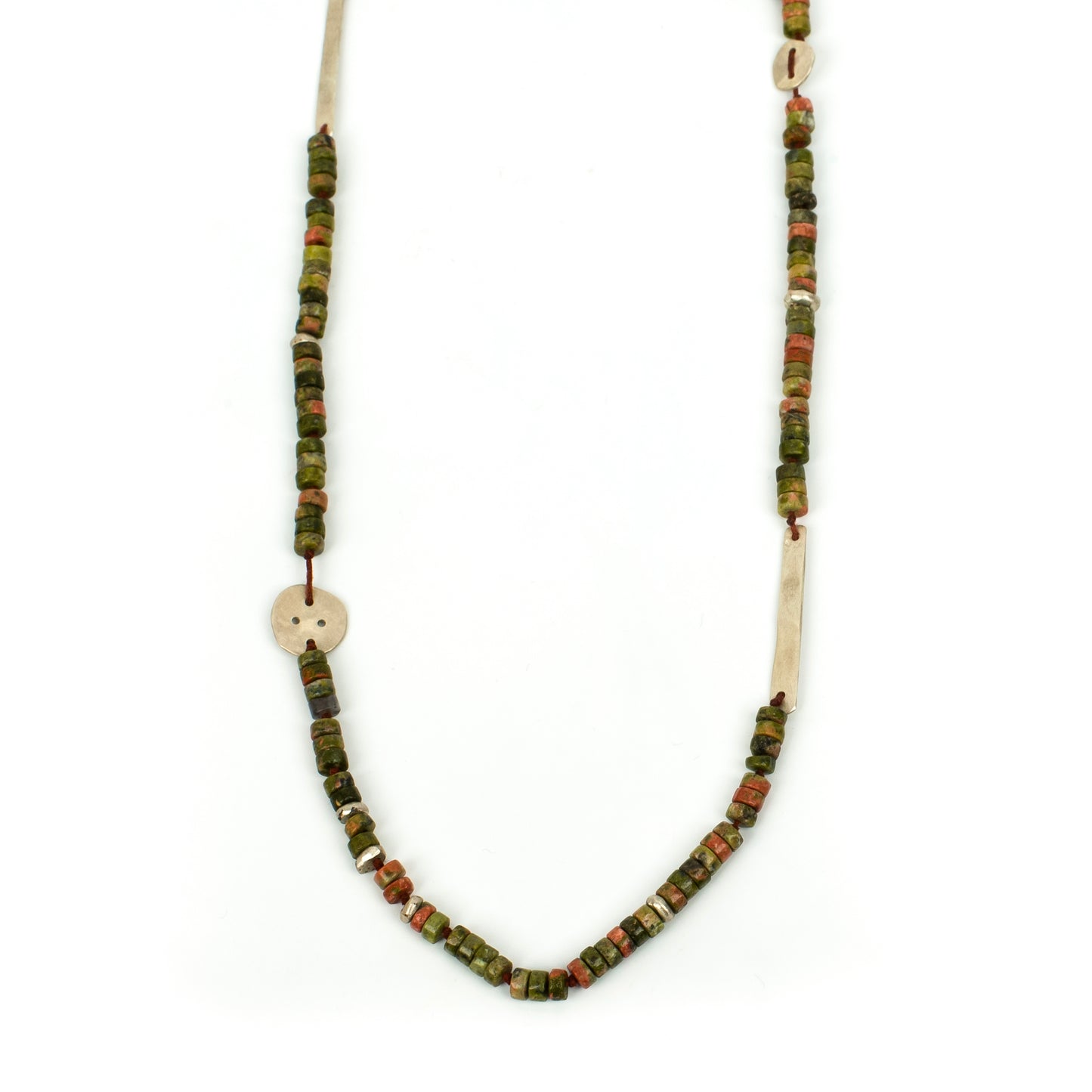 Handcrafted 925 Sterling Silver Necklace with Unakite