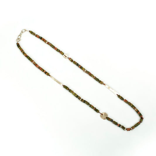 Handcrafted 925 Sterling Silver Necklace with Unakite