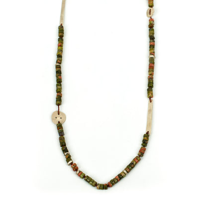 Handcrafted 925 Sterling Silver Necklace with Unakite