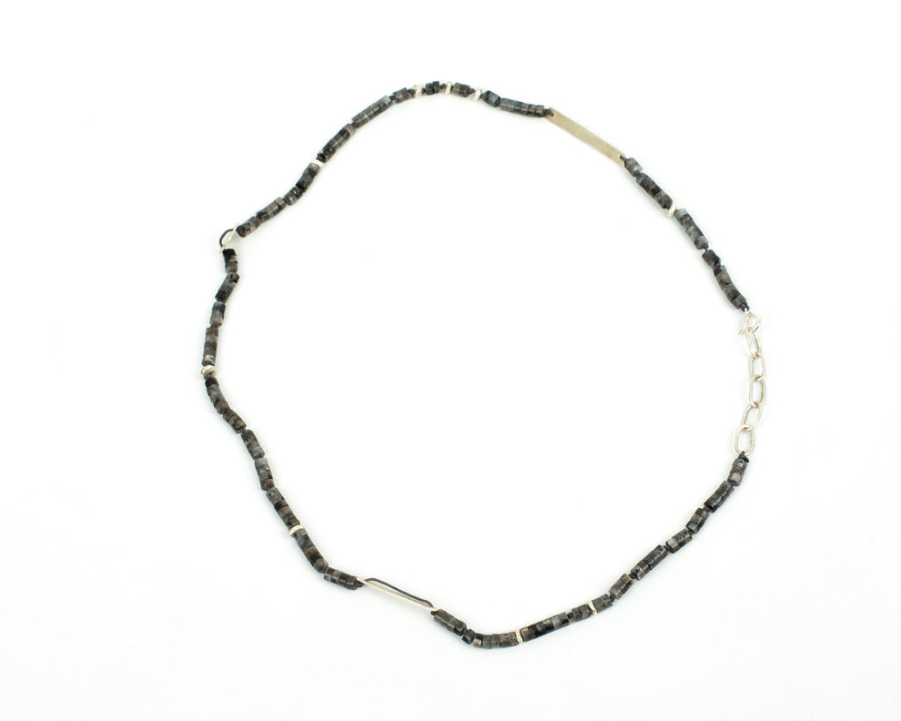 Handcrafted 925 Sterling Silver Necklace with Larvikite