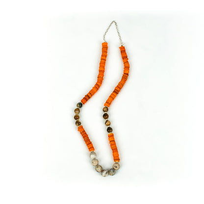 Handcrafted 925 Sterling Silver Necklace with Tiger Eye, Mother of Pearl, Jasper