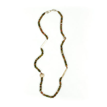 Handcrafted 925 Sterling Silver Necklace with Unakite