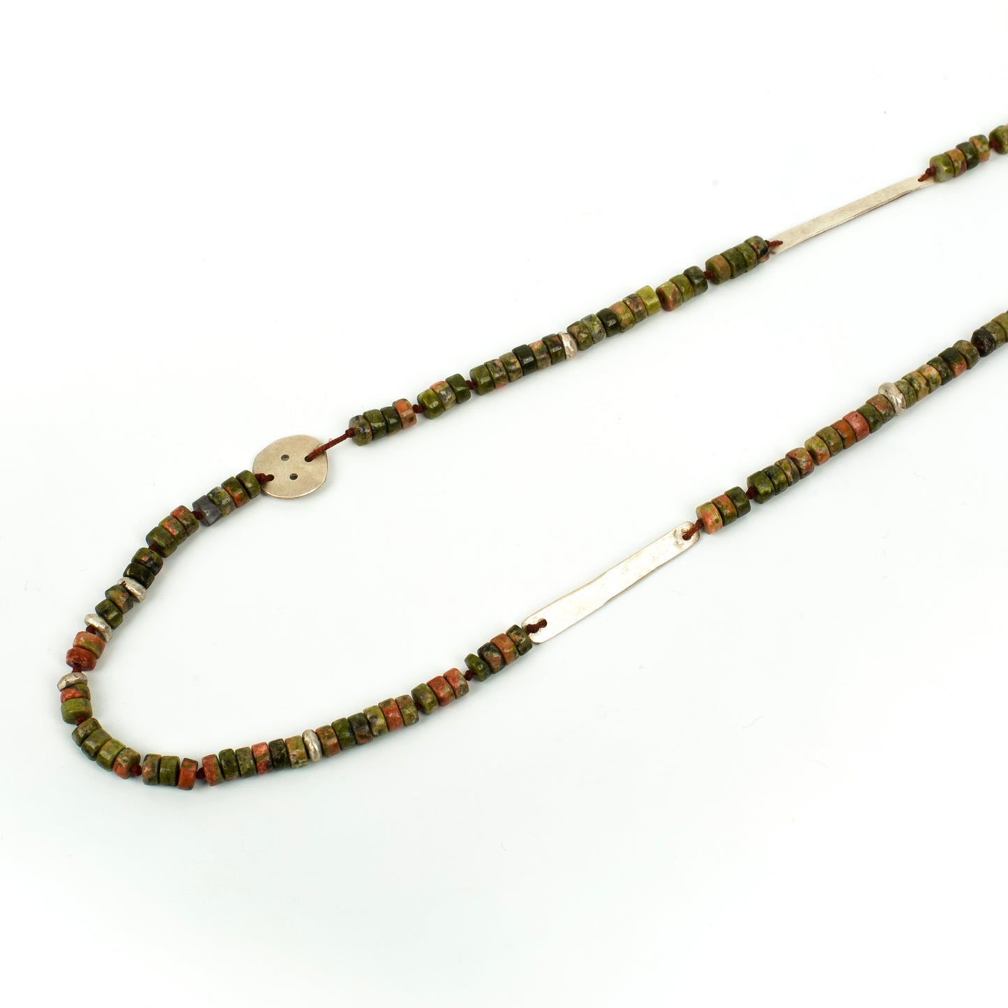 Handcrafted 925 Sterling Silver Necklace with Unakite