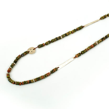 Handcrafted 925 Sterling Silver Necklace with Unakite